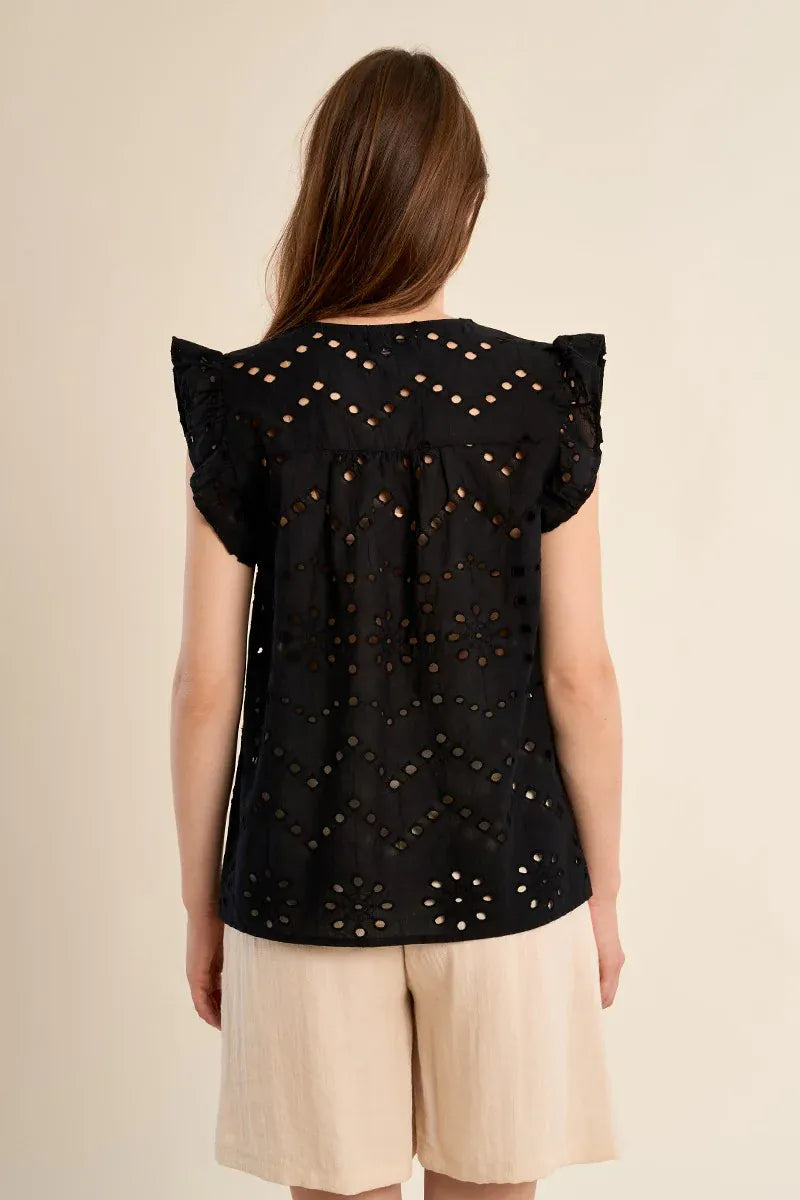 Lili Sidonio Top Talia Open Embroidery Top