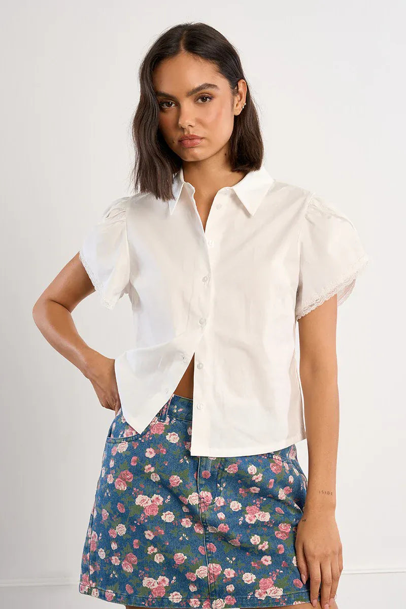Kaia Short-sleeved Shirt - Teal Poppy