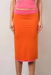 Teal Poppy Orange / S Aruba Slinky Reversible Maxi Skirt