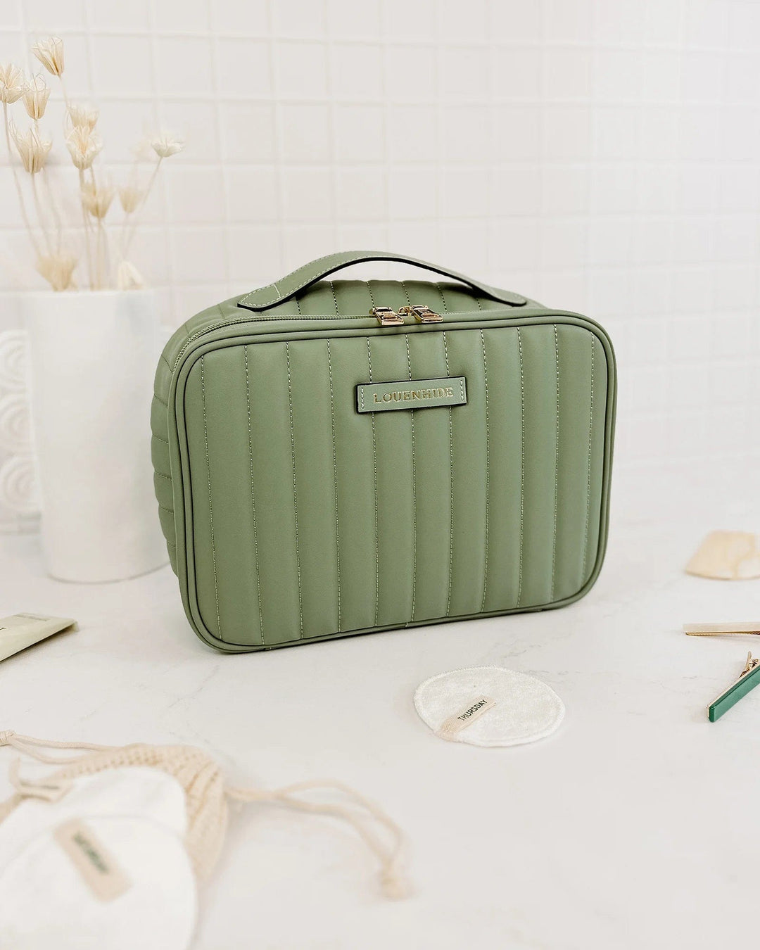 Louenhide Beauty Care Sage Green Maggie Hanging Toiletry Case