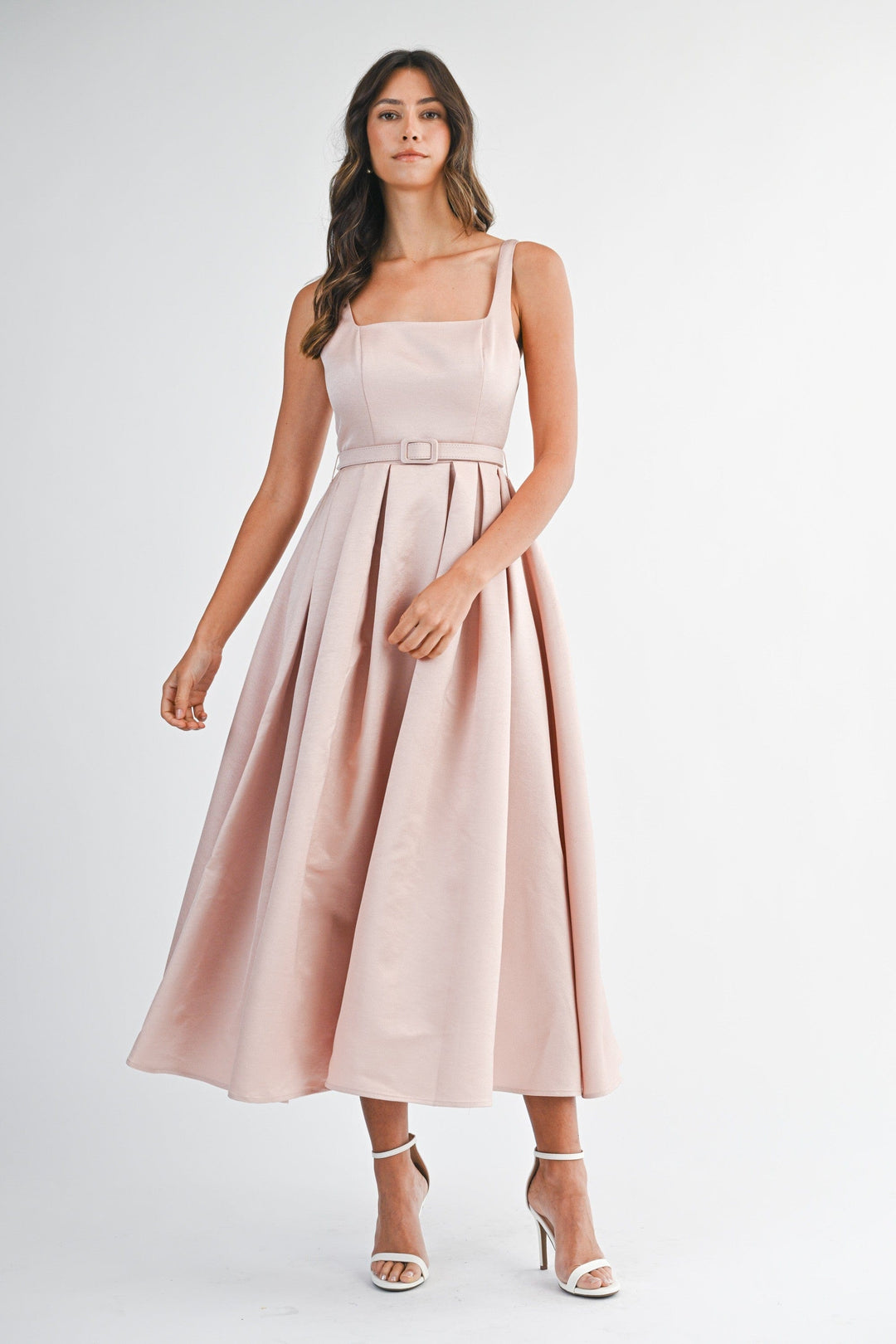Jenna Belted Midi Dress Dusty Pink / M Jenna Belted Midi Dress Dusty Pink / M