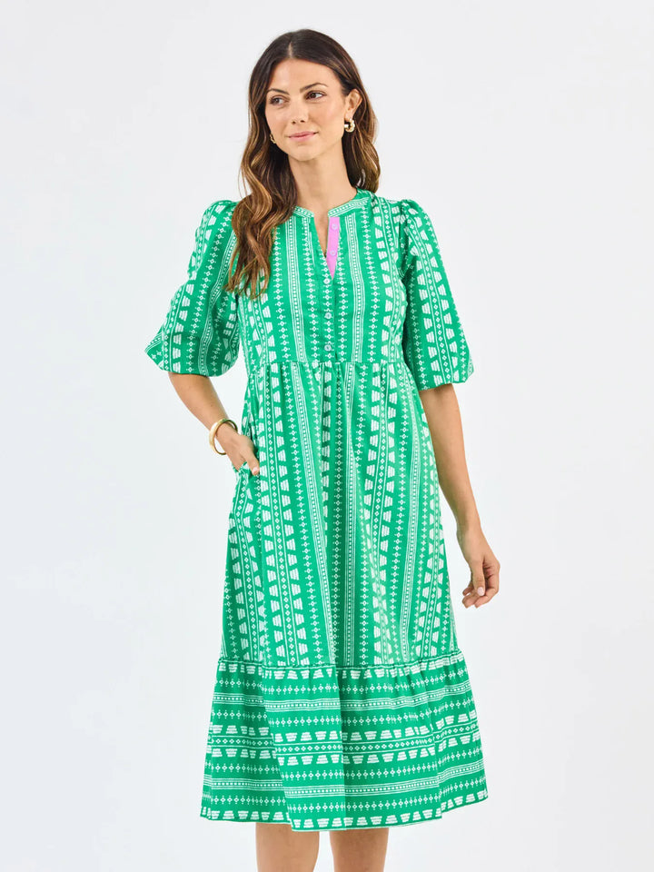 Mary Square Riley Midi Dress featuring a stylish design, soft fabric, and elegant fit displayed on a model.