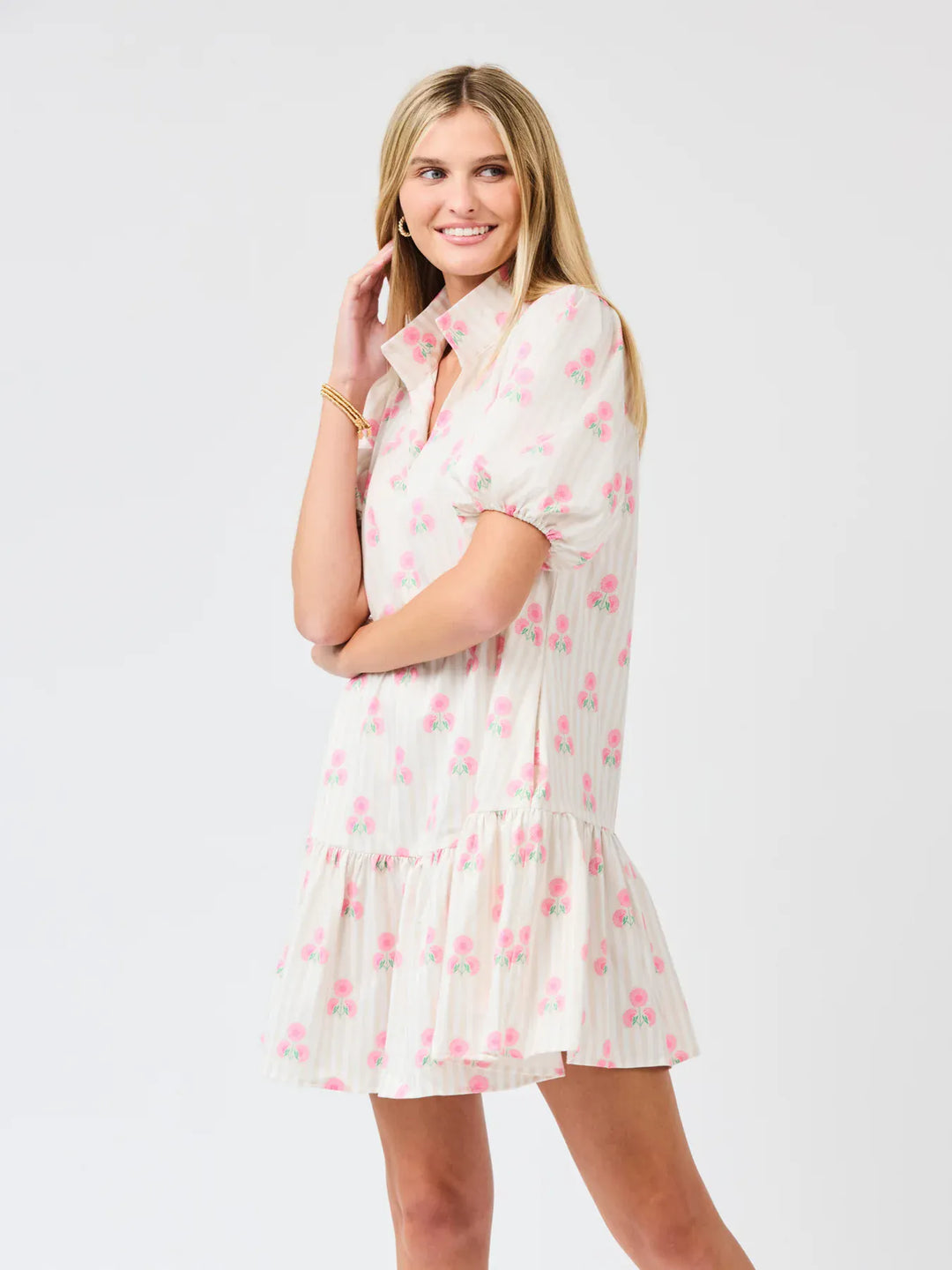Mary Square Nancy Mini Dress, stylish summer dress with floral pattern and sleeveless design, shown on a model.