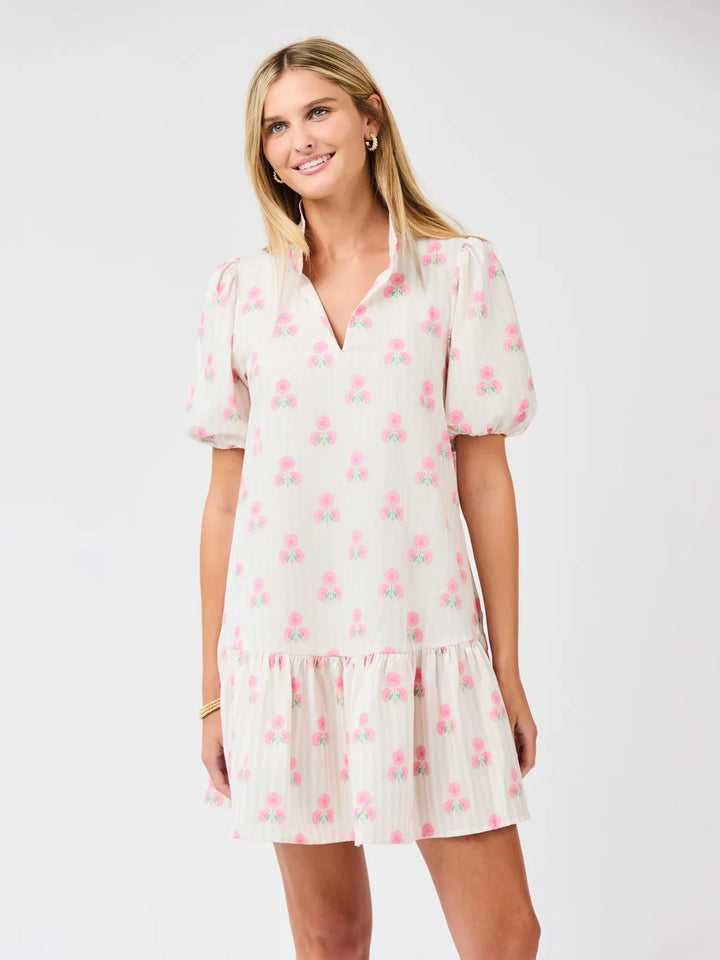 Mary Square Nancy Mini Dress in Sweetbriar Stripe Pink, featuring a stylish, lightweight design perfect for casual wear.