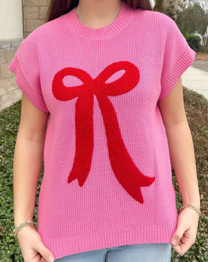Mary Square Sweater Josie Boucle Bow Sweater