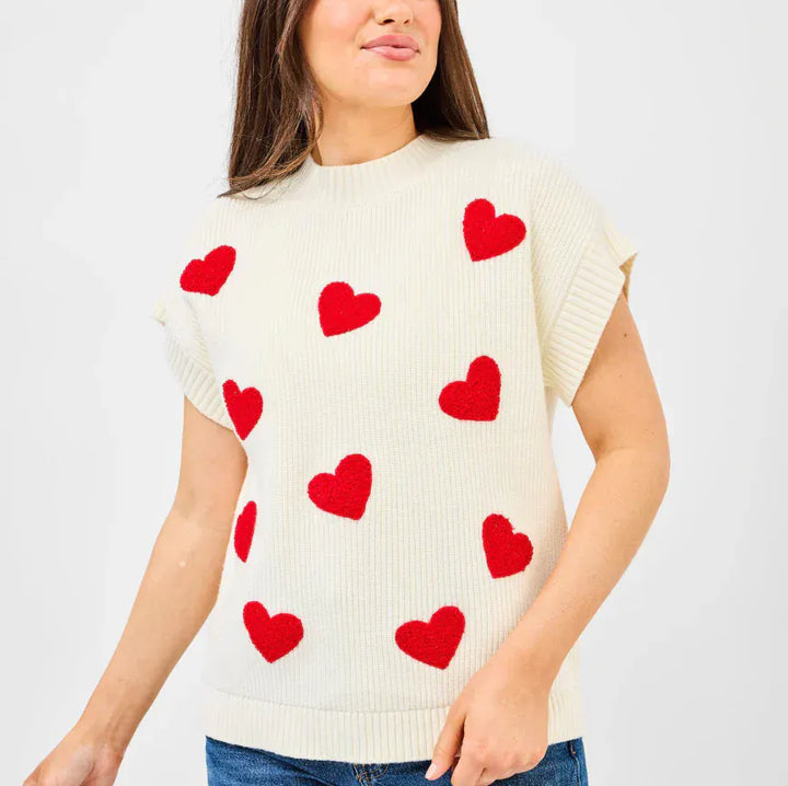 Mary Square Sweater White / XS Josie Mini Hearts Sweater