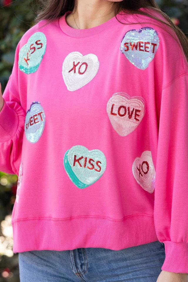 Mary Square Sweatshirt Candy Hearts / S Millie Holiday Sweatshirt