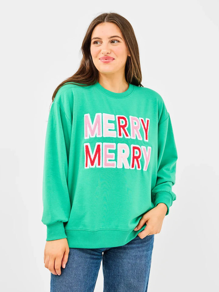 Mary Square Sweatshirt Green / XS Sarah Sweatshirt - Merry Merry