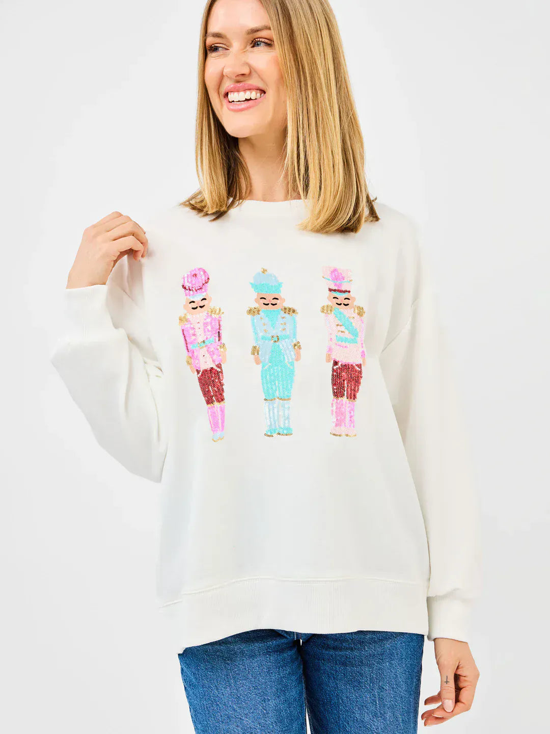 Mary Square Sweatshirt Sarah Sweatshirt - Three Nutcrackers