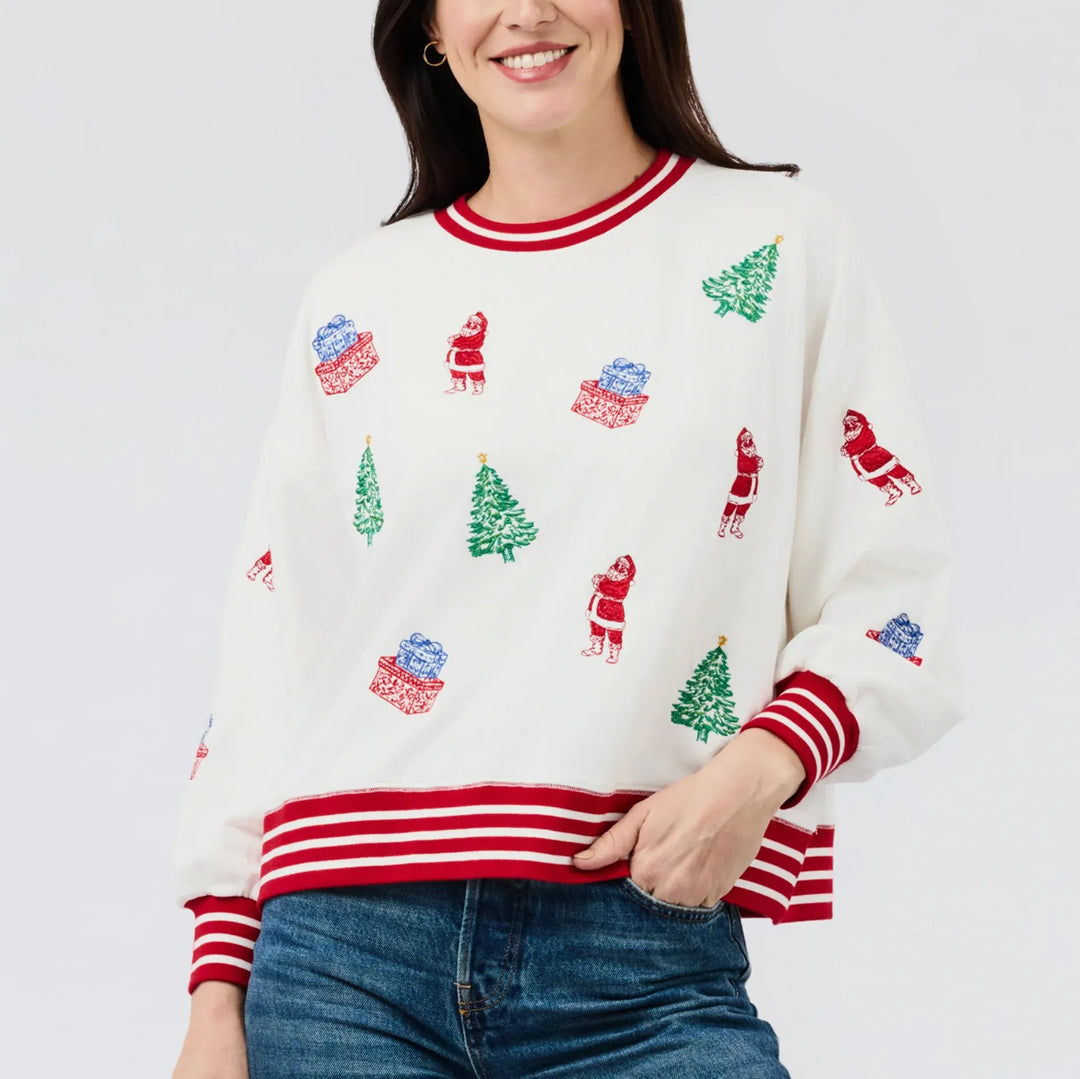 Mary Square Sweatshirt Tidings and Toile / S Millie Holiday Sweatshirt