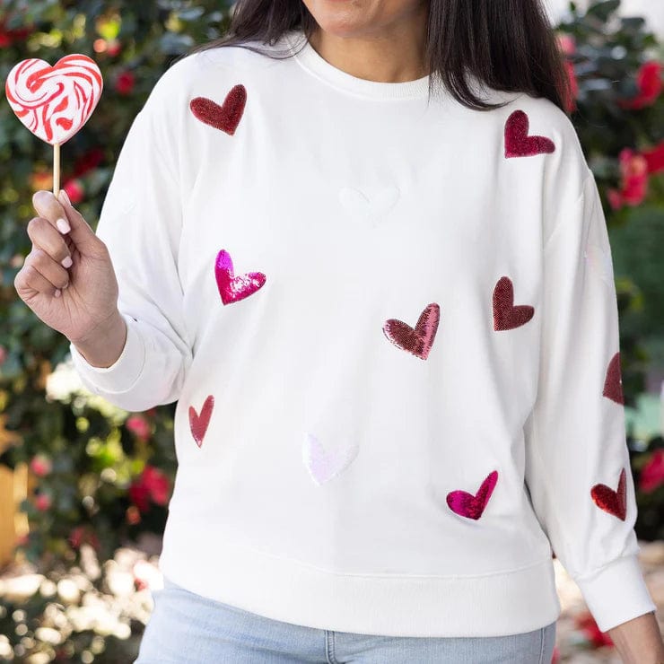 Mary Square Sweatshirt White / Hearts / S Sarah Sweatshirt