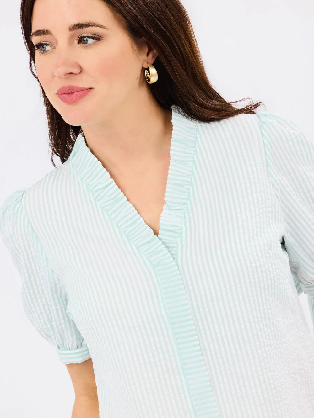 Mary Square Brynn Top, stylish women's top featuring a comfortable fit and trendy design, shown in a close-up image.