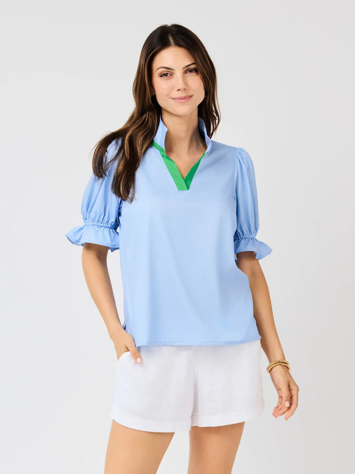 Light blue Jessica top by Mary Square, showcasing a stylish women&