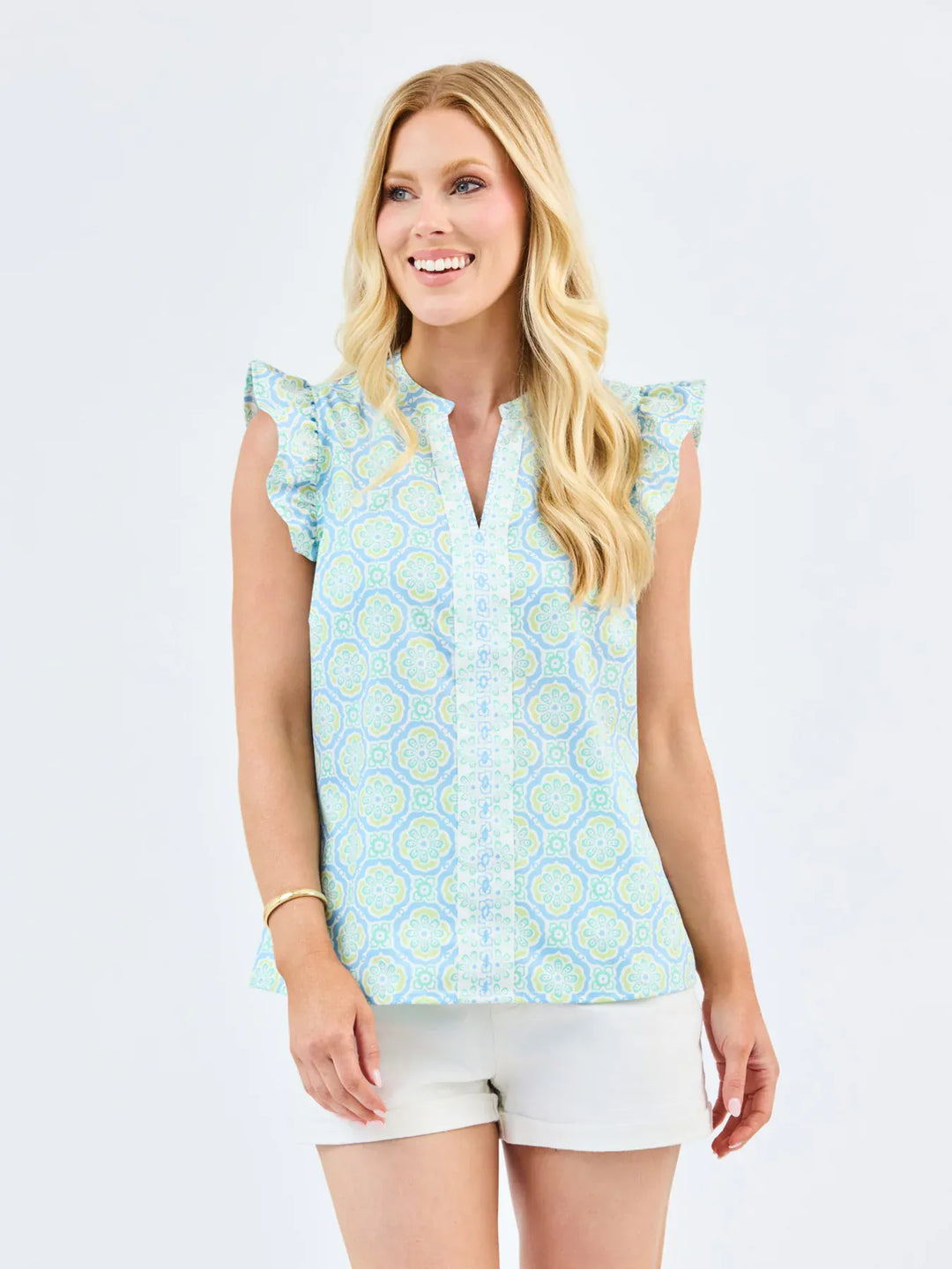 Mary Square Top Mosaic Charm Blue / S Kira Top
