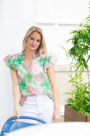 Mary Square Top Tropical Leaves / S Marley Top