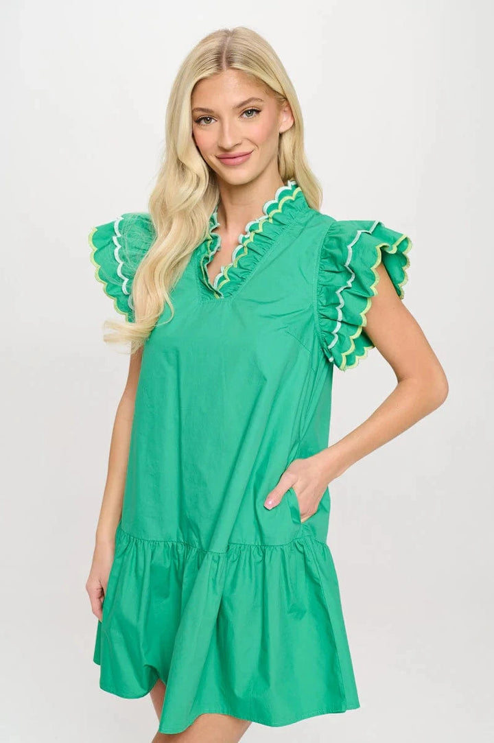 Meet Me in Santorini Dress Emerald Oasis / XS Alaia Scalloped Detailed Dress