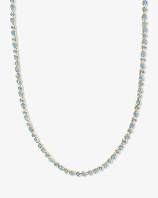 Melinda Maria Necklace Gold / Blue Opal Isla Tennis Necklace