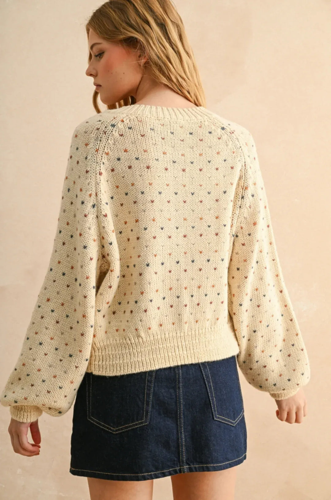 Miou Muse Cardigan Reese Confetti Heart Cardi