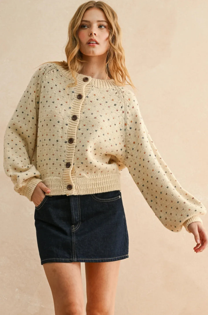 Miou Muse Cardigan Reese Confetti Heart Cardi