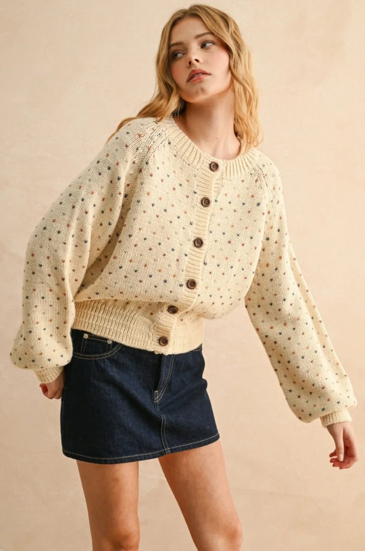 Miou Muse Cardigan Reese Confetti Heart Cardi