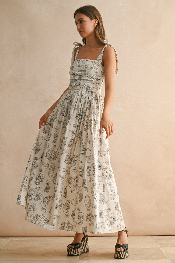 Miou Muse Dress Gemma Town Print Long Dress