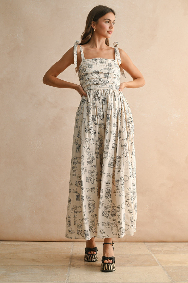Miou Muse Dress Gemma Town Print Long Dress