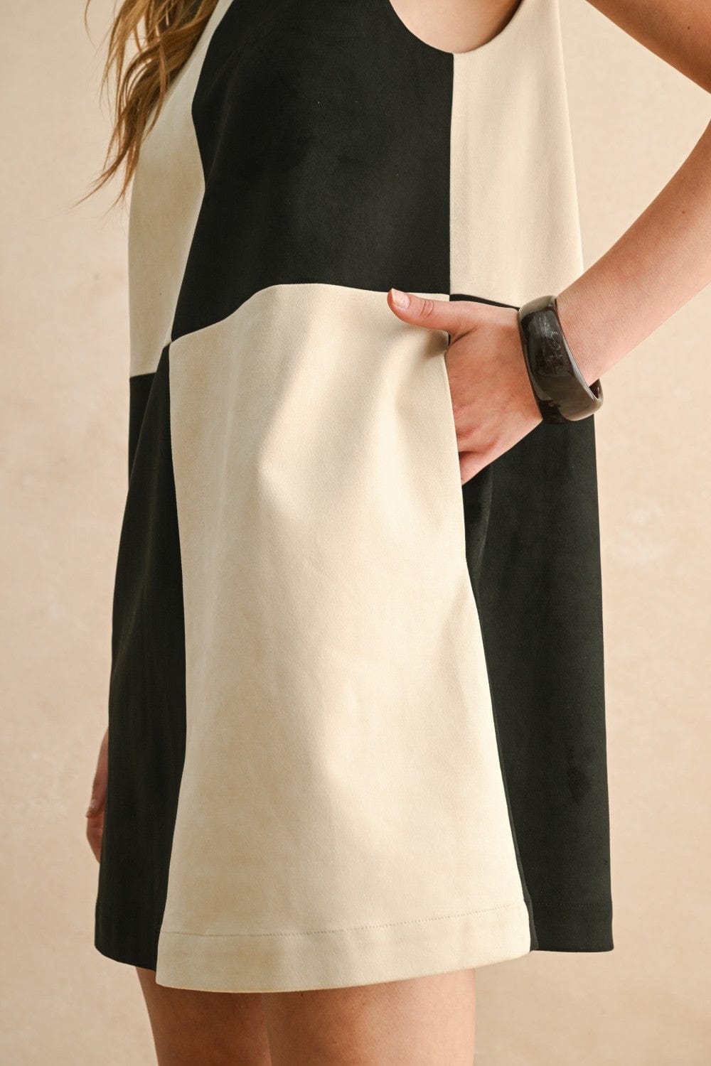 Miou Muse Dress Mila Suede Contrast Dress