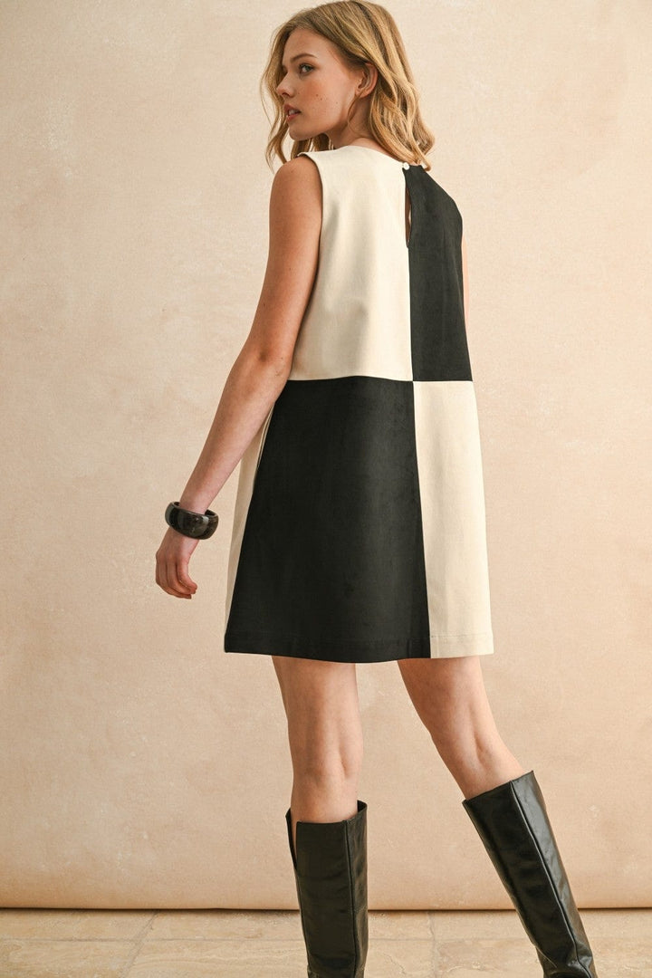 Miou Muse Dress Mila Suede Contrast Dress