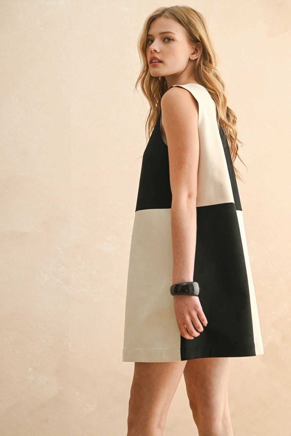 Miou Muse Dress Mila Suede Contrast Dress