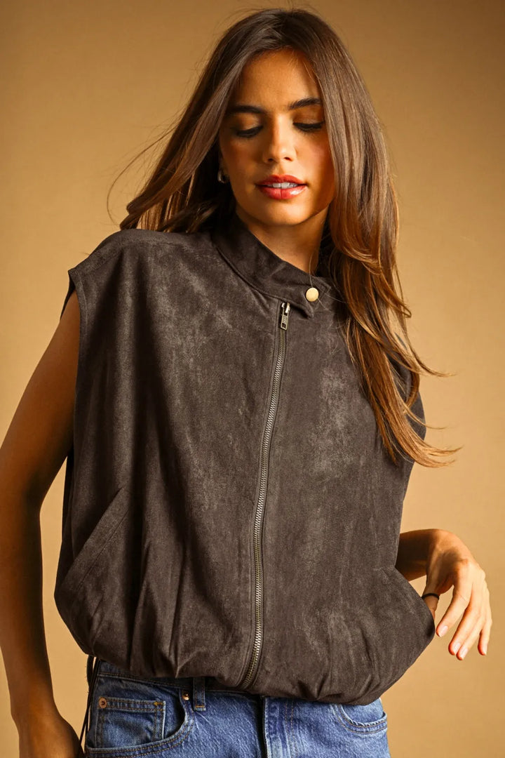 Miou Muse Jacket Charcoal / S Charlee Seude Zipper Vest Jacket