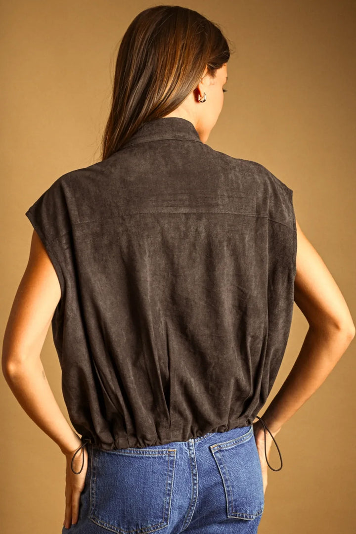 Miou Muse Jacket Charlee Seude Zipper Vest Jacket
