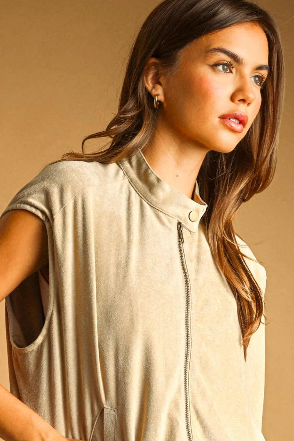 Miou Muse Jacket Charlee Seude Zipper Vest Jacket