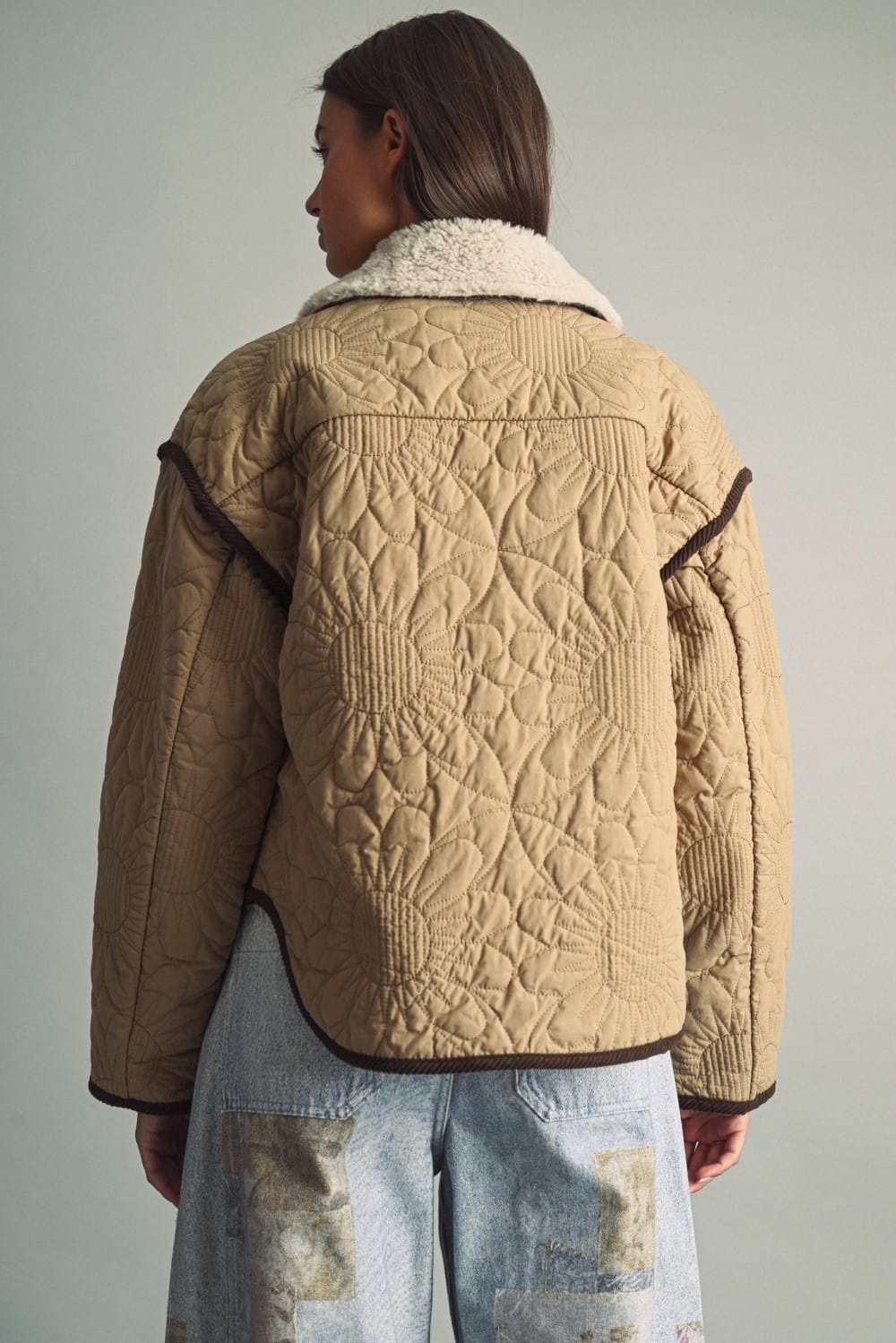 Miou Muse Mabel Floral Quilt Jacket with colorful floral pattern and quilted design
