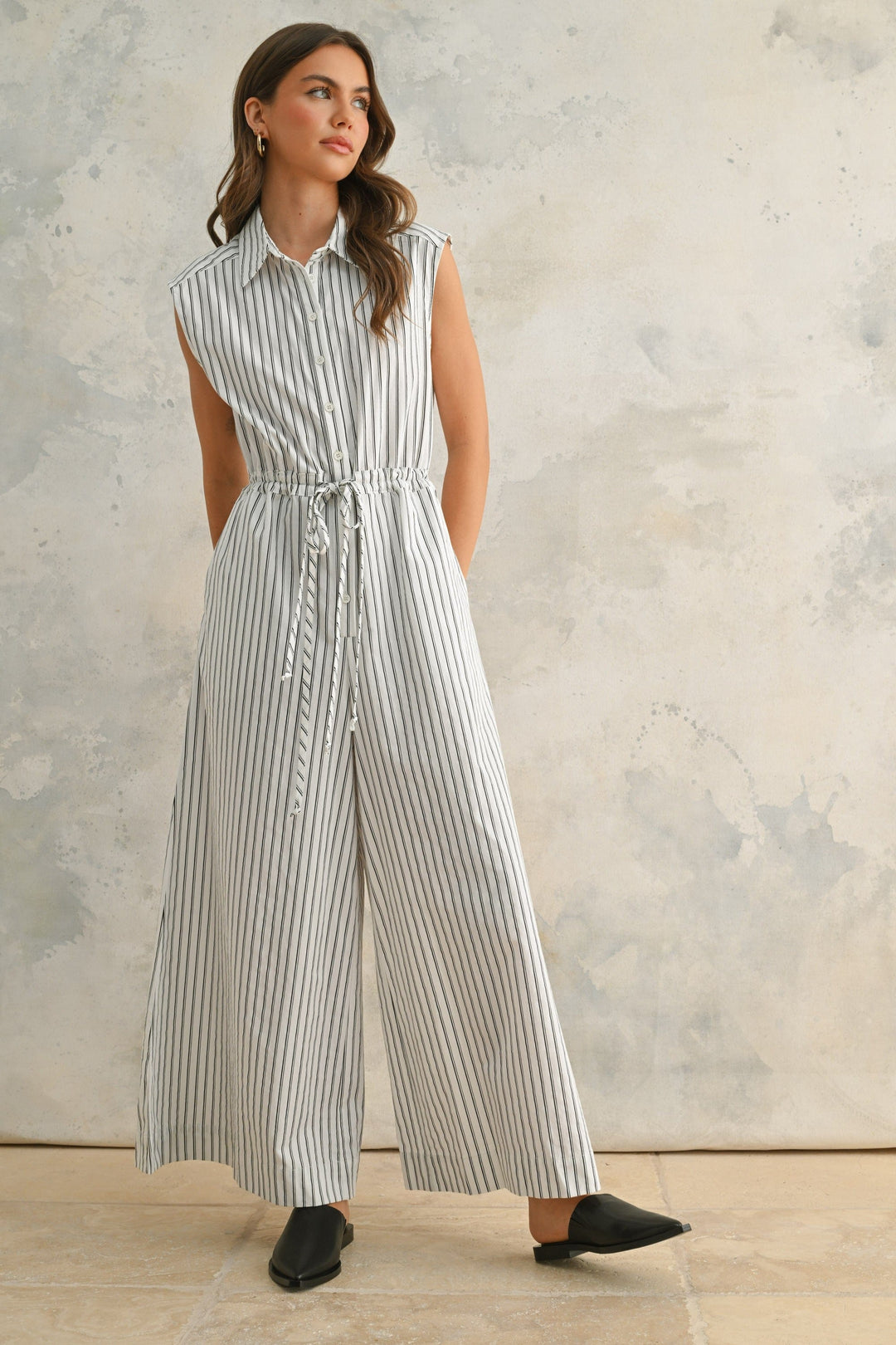 Miou Muse Jumpsuit Black Stripe / S Ailani Striped Jumpsuit