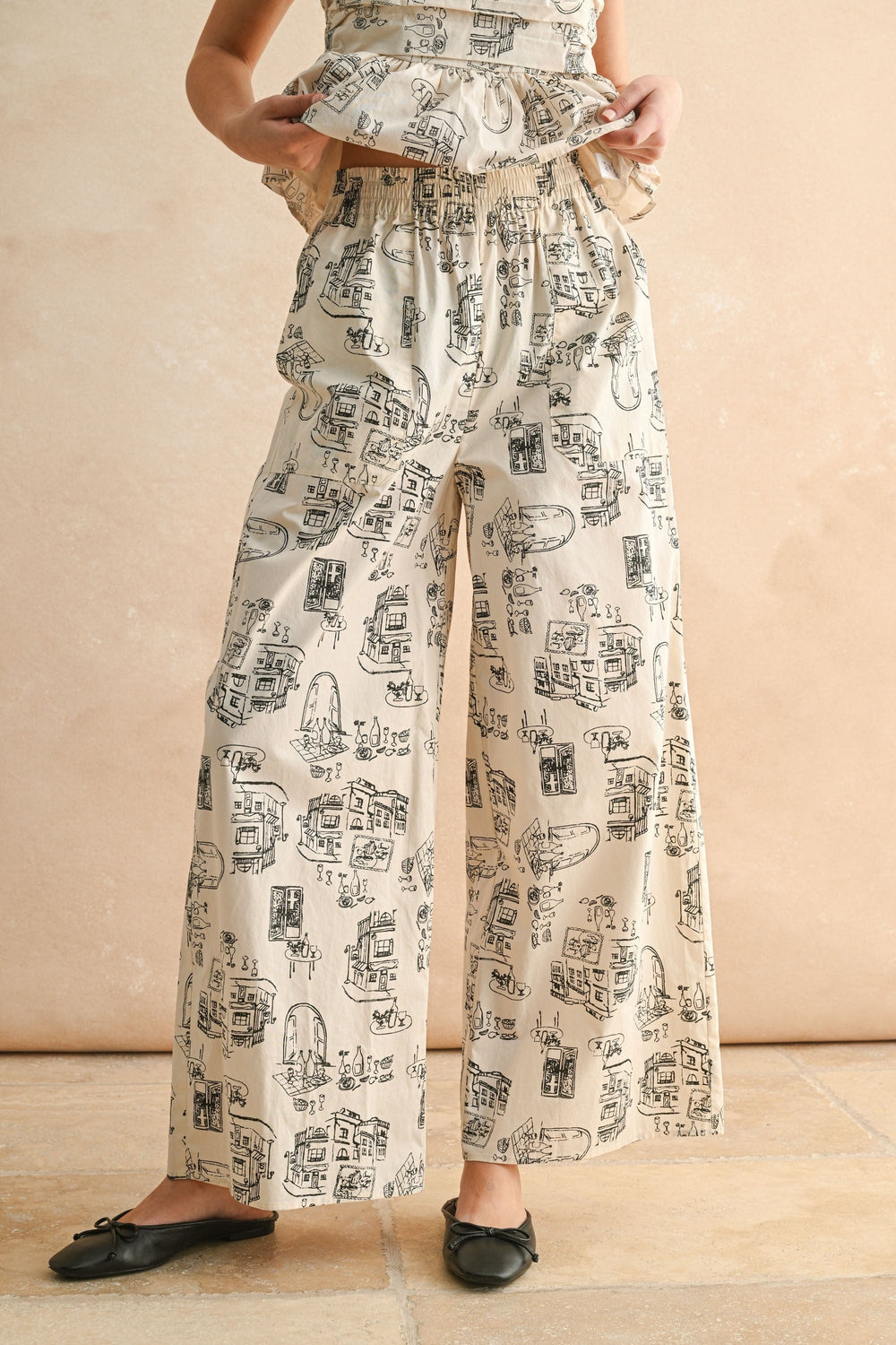 Miou Muse Pants Ecru / Black / S Malia Town Print Pants