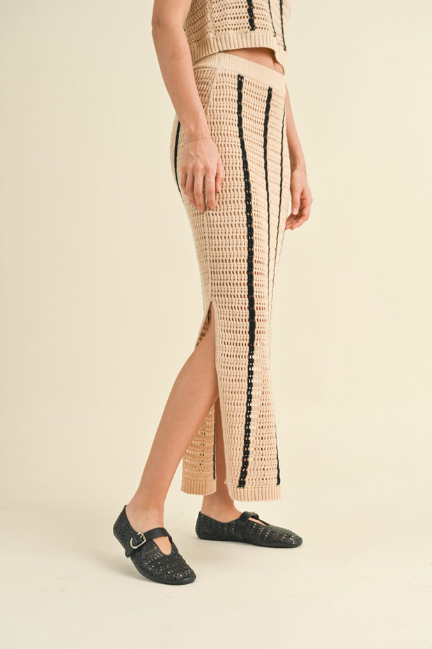 Miou Muse Skirt Elliot Crochet Knit Long Skirt