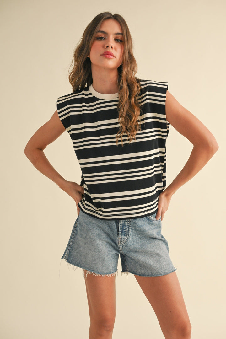 Miou Muse Tee Black / White / S Hailey Stripe Tee