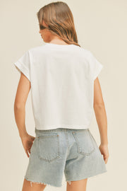Miou Muse Top Brooklyn Round Neck Cuffed Top