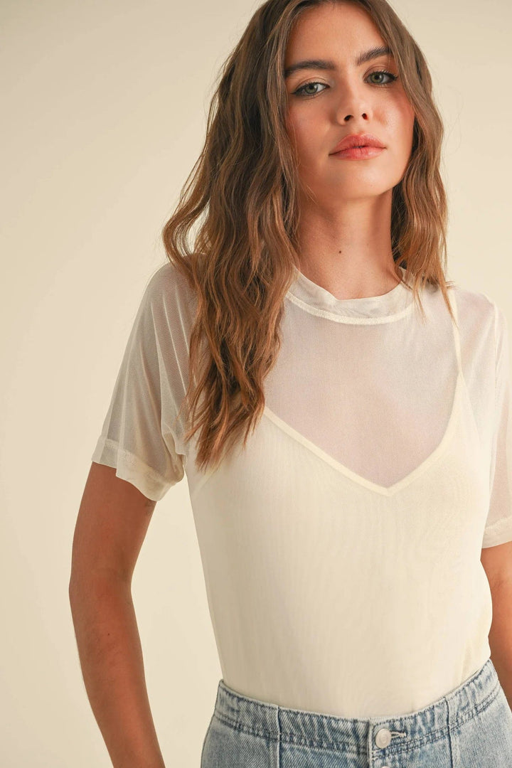 Miou Muse Top Cream / S Mika Mesh Top