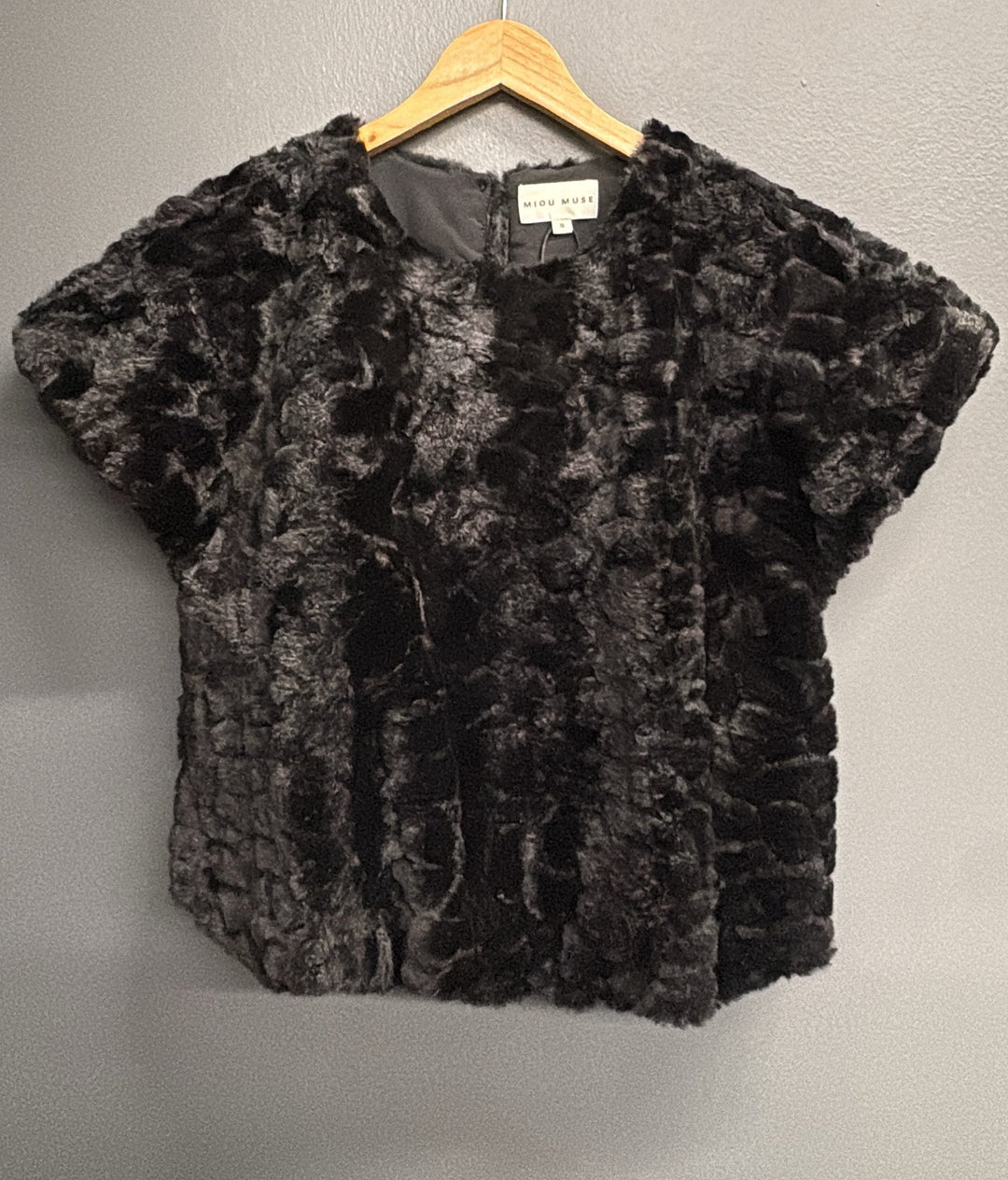 Miou Muse Lilly Plush Fur Top with soft textured fur fabric and stylish cropped silhouette
