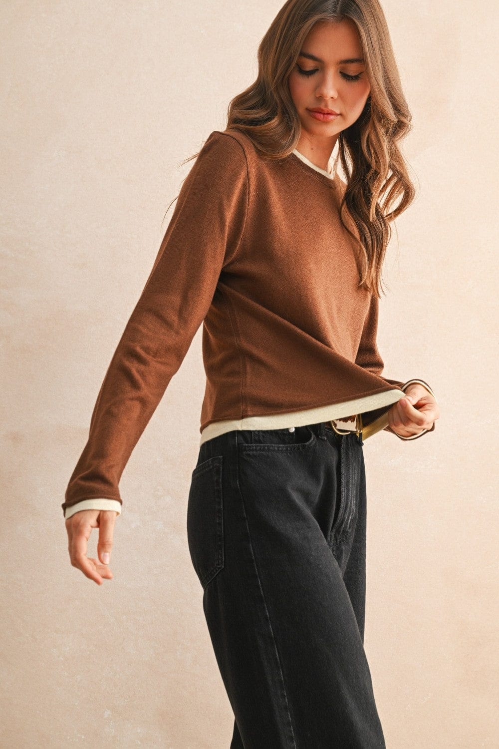 Miou Muse Top Zoey Layered Knit Top