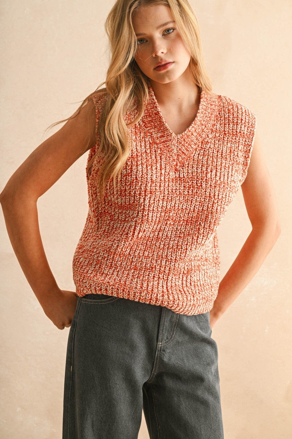 Miou Muse Vest Orange / White / S Lyla Tow Tone Vest