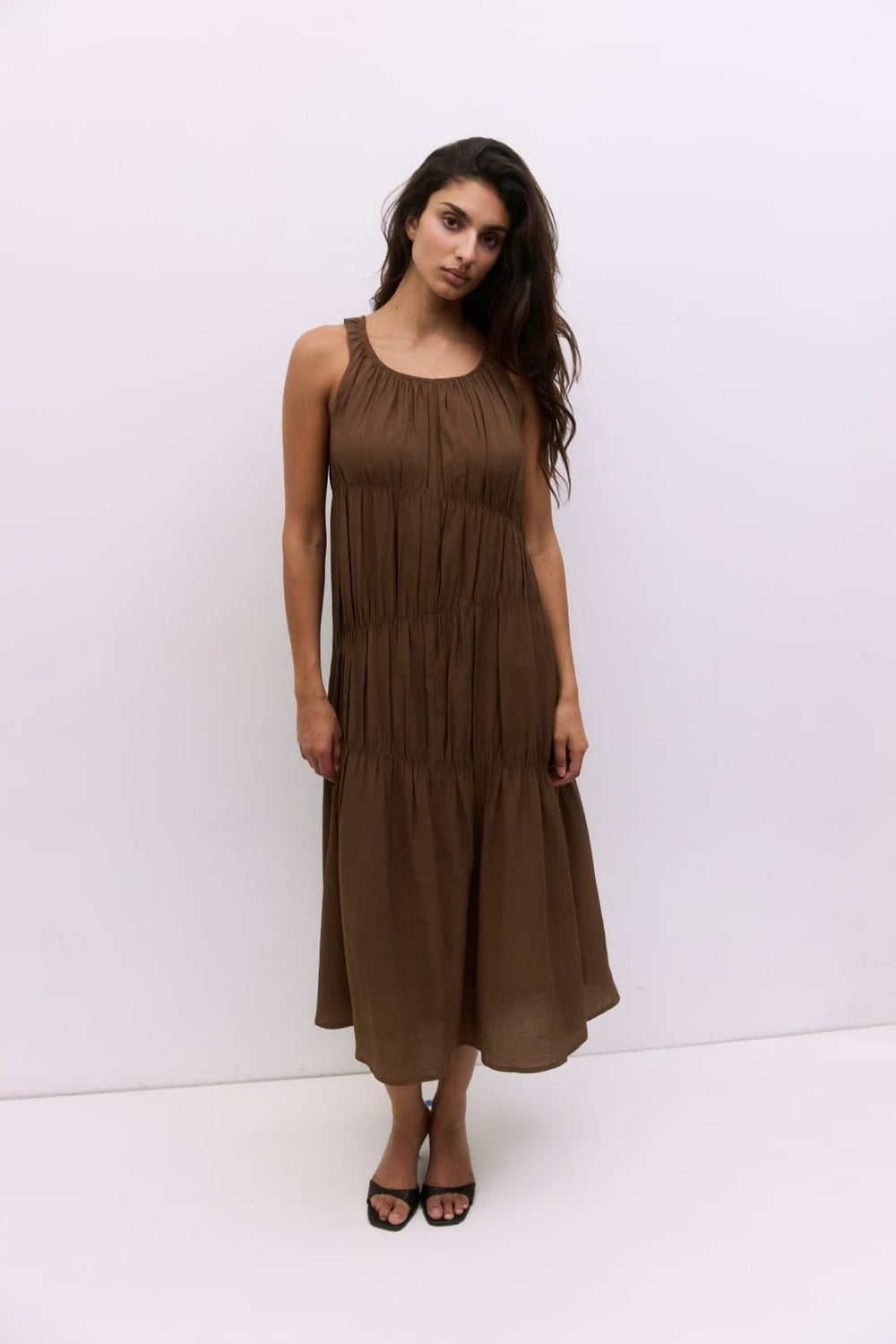 Vittoria MOD REF midi dress featuring a stylish, flowy design with a fitted waist and elegant neckline, perfect for casual or formal wear.