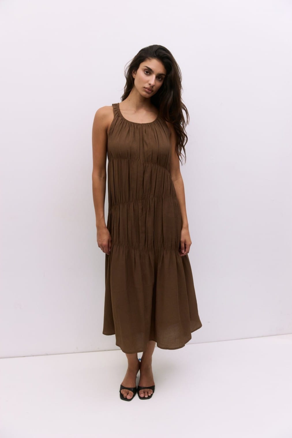 Vittoria MOD REF midi dress featuring a stylish, flowy design with a fitted waist and elegant neckline, perfect for casual or formal wear.