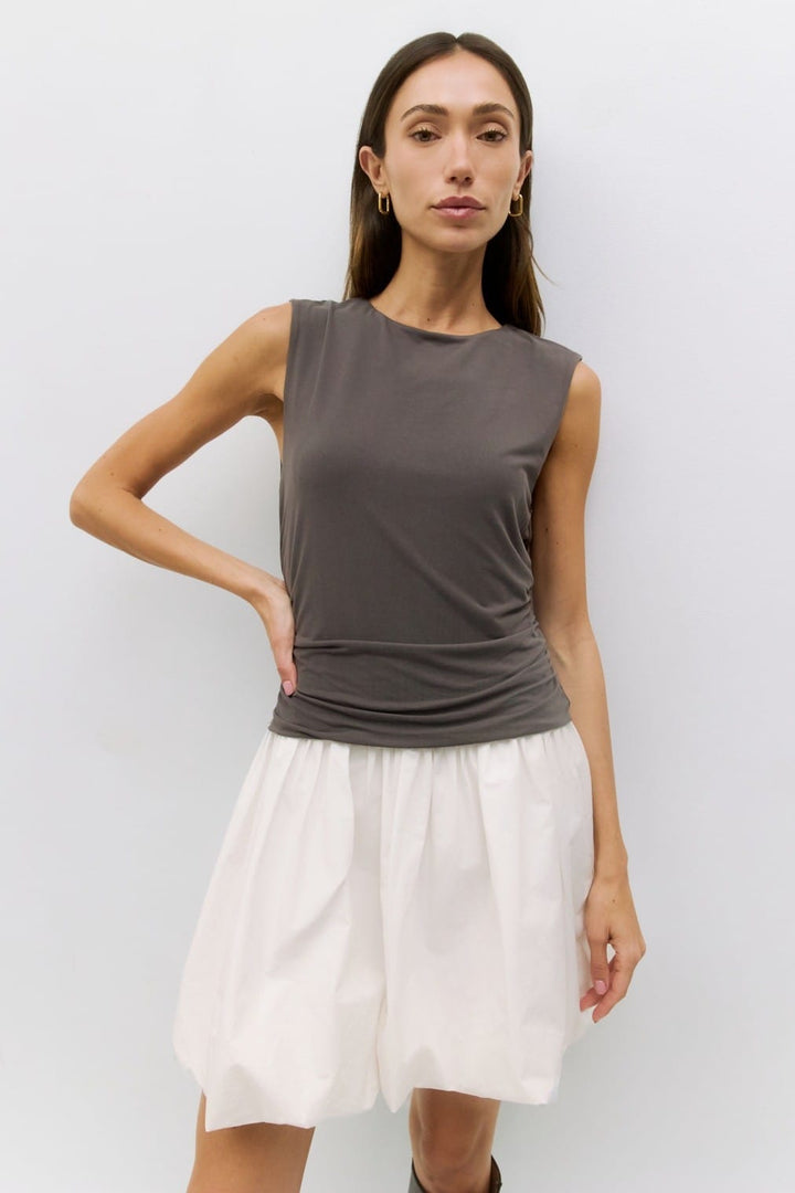 Charcoal mini dress from MOD REF Angelique Dress collection, featuring stylish design and elegant fit.