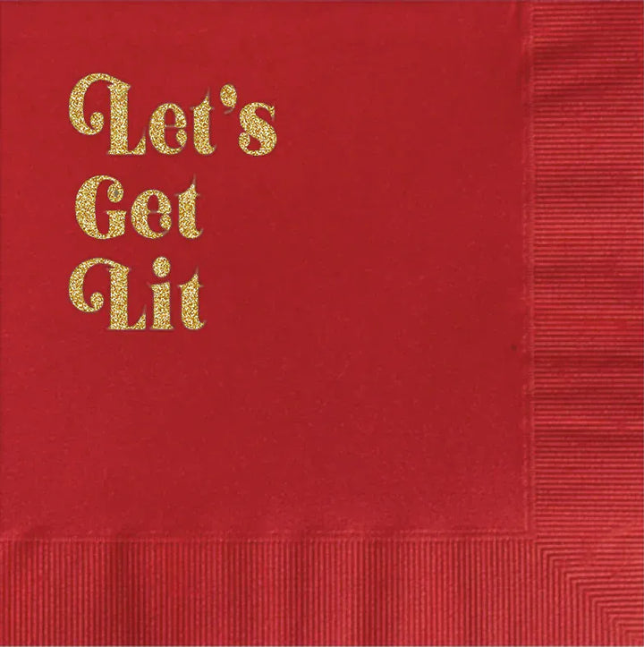ModLounge Gift Let's Get Lit Holiday Beverage Cocktail Napkins