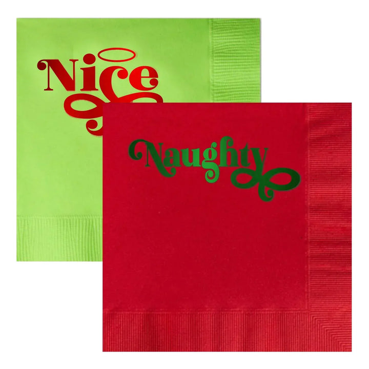 ModLounge Gift Naughty & Nice Holiday Beverage Cocktail Napkins