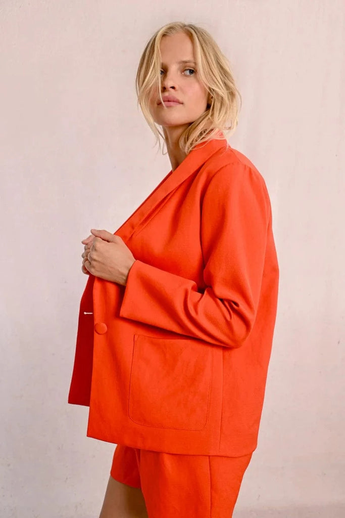 Ashley Straight Blazer by Molly Bracken | Teal Poppy