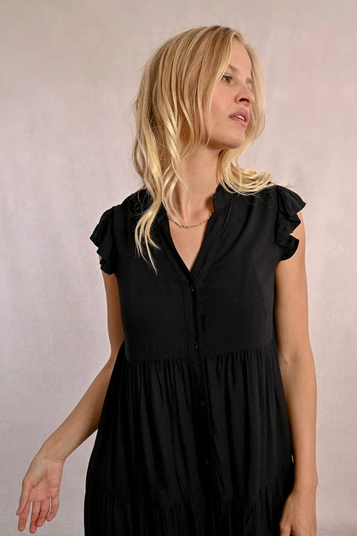 Molly Bracken Dress Eliana Long Dress w/ Multi Ruffles