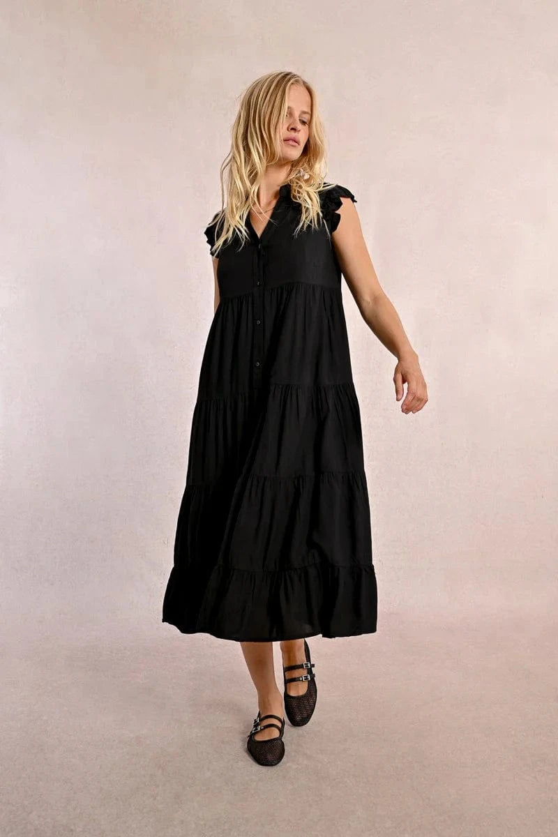 Molly Bracken Dress Eliana Long Dress w/ Multi Ruffles